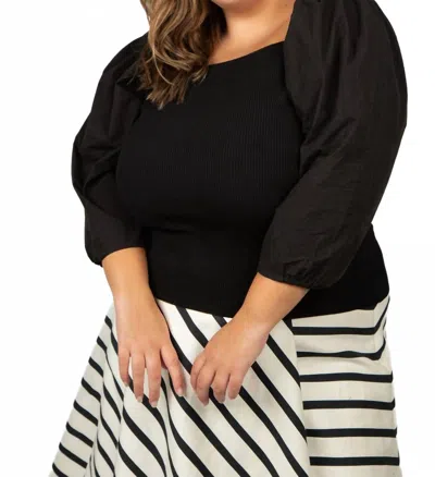 Tanya Taylor Leila Puff Sleeve Top - Plus In Black