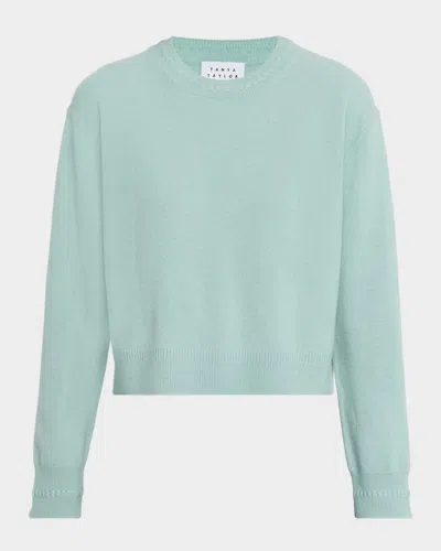 Tanya Taylor Lexia Crewneck Cashmere Sweater In Green