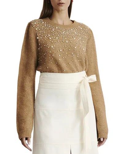 Tanya Taylor Lexia Embellished Alpaca-blend Sweater In Brown