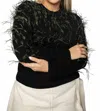 Tanya Taylor Lexia Feather Sweater - Plus Size In Black In Black
