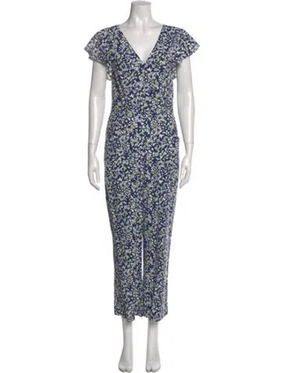 Pre-owned Tanya Taylor Linen Floral Print Jumpsuit In Multi