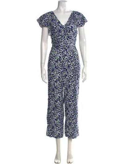 Pre-owned Tanya Taylor Linen Floral Print Jumpsuit In Multi