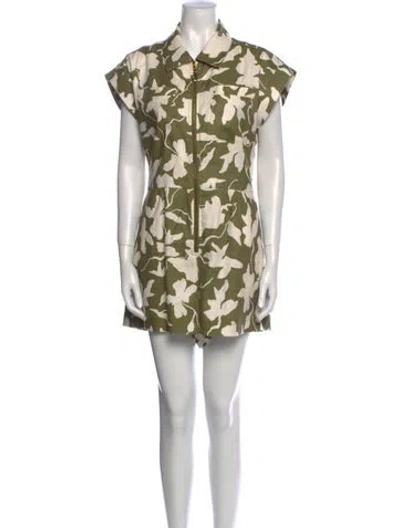 Pre-owned Tanya Taylor Linen Floral Print Romper In White