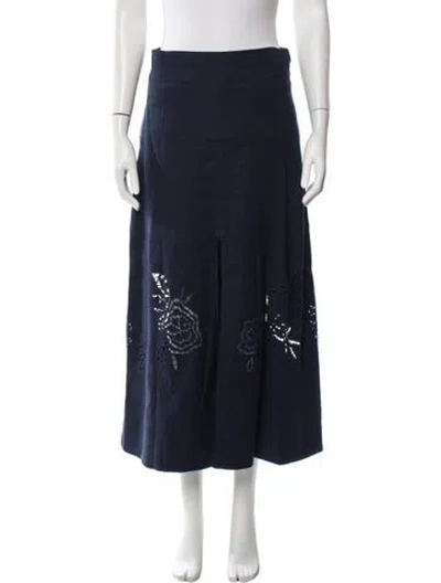 Pre-owned Tanya Taylor Linen Long Skirt In Blue