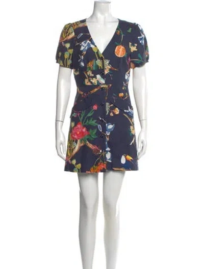 Pre-owned Tanya Taylor Linen Mini Dress In Blue
