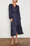 Tanya Taylor Long Sleeve Blaire Dress In Anthracite In Grey