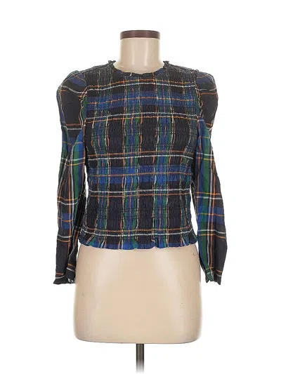 Pre-owned Tanya Taylor Long Sleeve Blouse In Blue