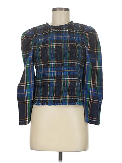 Pre-owned Tanya Taylor Long Sleeve Blouse In Blue