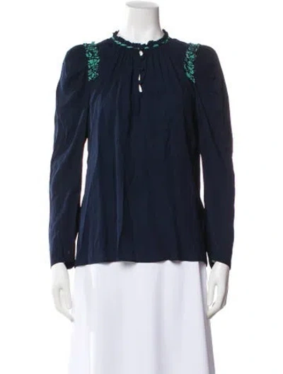 Pre-owned Tanya Taylor Long Sleeve Blouse In Blue
