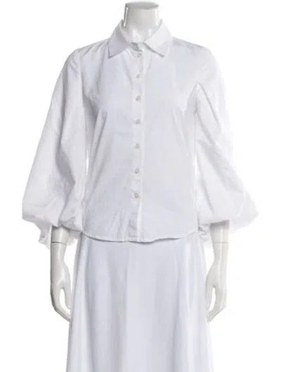 Pre-owned Tanya Taylor Long Sleeve Blouse In White