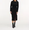 Tanya Taylor Long Sleeve Solid Cody Dress In Black In Black