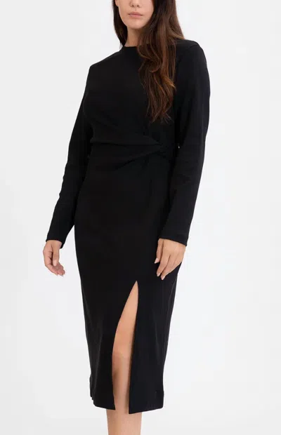 Tanya Taylor Long Sleeve Solid Cody Dress In Black