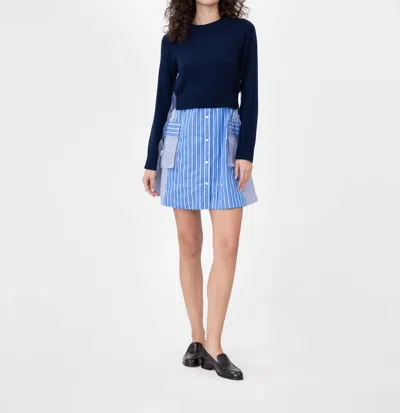 Tanya Taylor Lorraine Combo Dress In Maritime Blue/ Cerulean Blue Multi