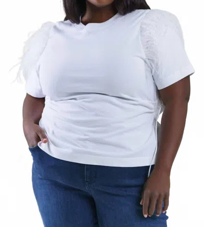 Tanya Taylor Lydia Feather Top - Plus Size In White