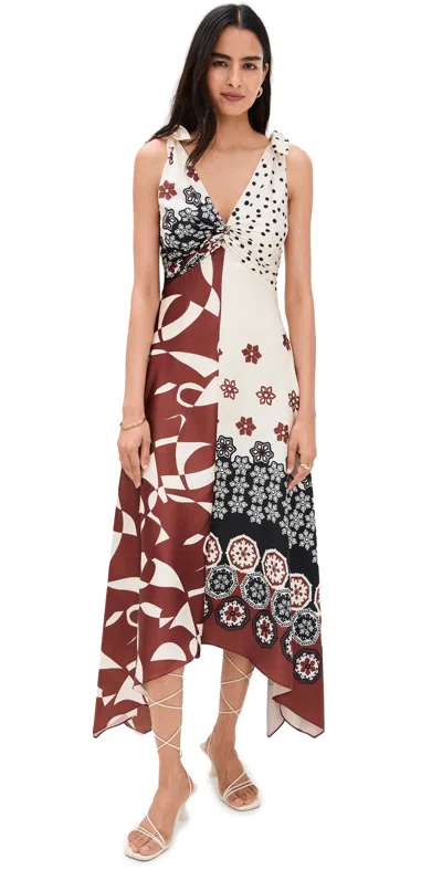 Tanya Taylor Mabel Dress Cream/deep Clay Multi