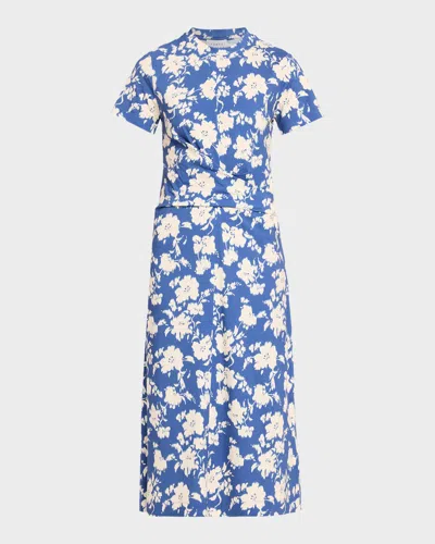 Tanya Taylor Mac Floral T-shirt Dress In Blue