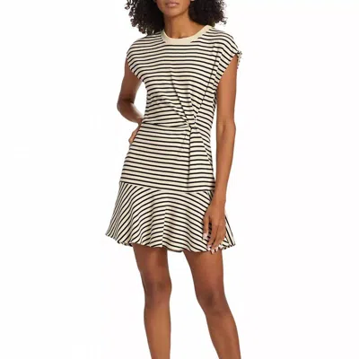 Tanya Taylor Maeve Rugby Stripe Twisted Mini Dress In Cream Black