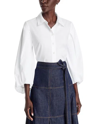 Tanya Taylor Marina Collared Cotton Top In White
