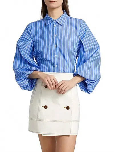 Tanya Taylor Marina Striped Top In Blue
