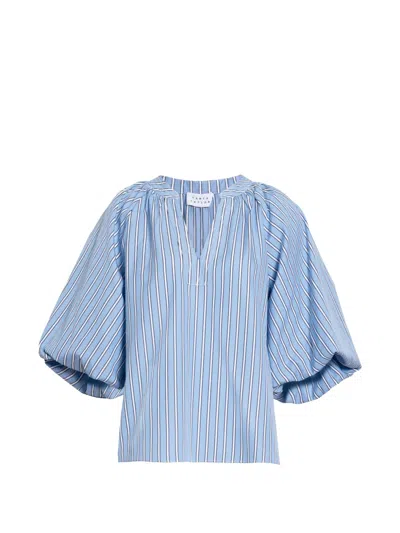 Tanya Taylor Marine Striped V-neck Top In Multi