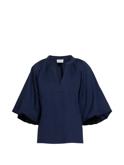 Tanya Taylor Marine V-neck Top In Blue