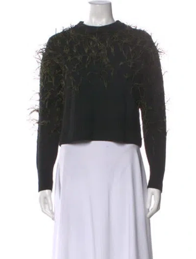 Pre-owned Tanya Taylor Merino Wool Crew Neck Sweater In Black