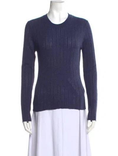 Pre-owned Tanya Taylor Merino Wool Crew Neck Sweater In Blue