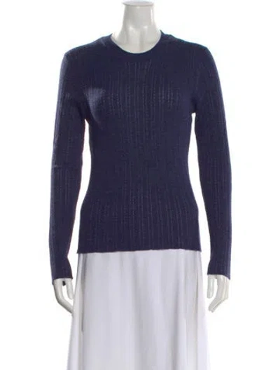 Pre-owned Tanya Taylor Merino Wool Crew Neck Sweater In Blue