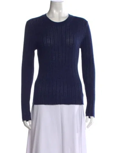 Pre-owned Tanya Taylor Merino Wool Crew Neck Sweater In Blue