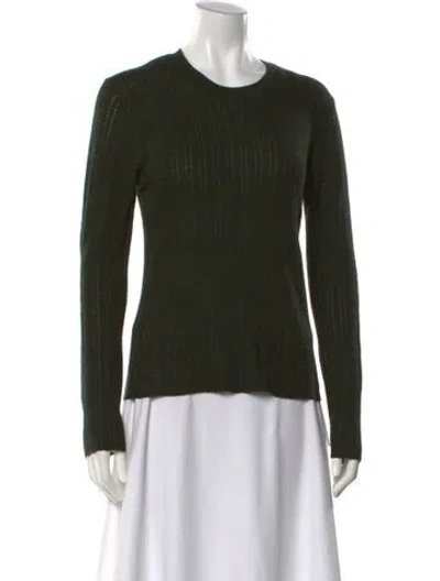 Pre-owned Tanya Taylor Merino Wool Crew Neck Sweater In Green