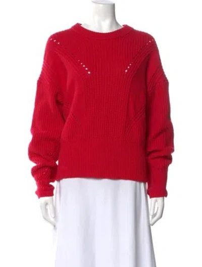 Pre-owned Tanya Taylor Merino Wool Crew Neck Sweater In Red