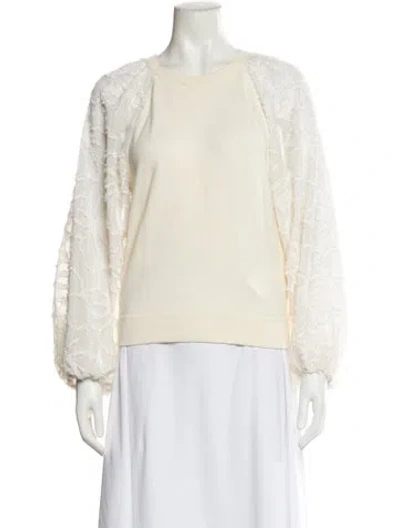 Pre-owned Tanya Taylor Merino Wool Crew Neck Sweatshirt In Neutral