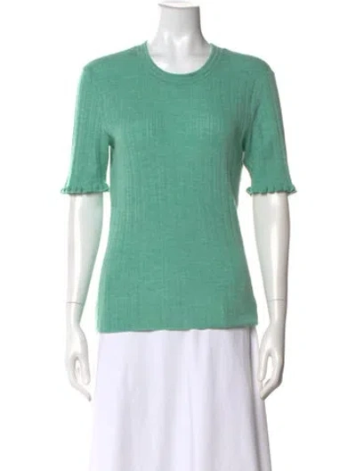 Pre-owned Tanya Taylor Merino Wool Crew Neck Top In Green