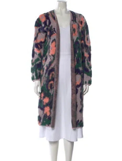 Pre-owned Tanya Taylor Merino Wool Floral Print Sweater In Purple