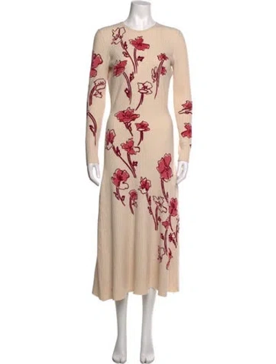 Pre-owned Tanya Taylor Merino Wool Midi Length Dress In Neutrals