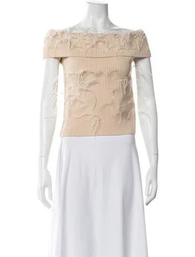 Pre-owned Tanya Taylor Merino Wool Off-the-shoulder Sweater In Neutral