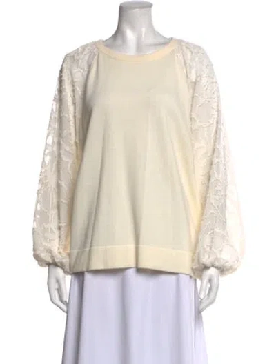 Pre-owned Tanya Taylor Merino Wool Patterned Top In Neutrals