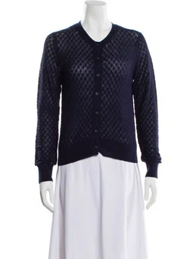 Pre-owned Tanya Taylor Merino Wool Scoop Neck Sweater In Blue