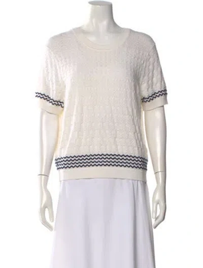 Pre-owned Tanya Taylor Merino Wool Striped Sweater In White