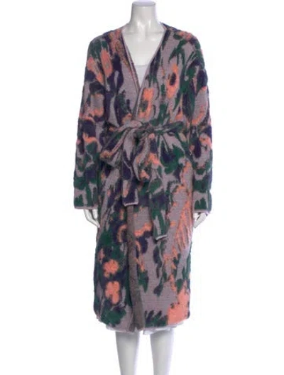Pre-owned Tanya Taylor Merino Wool Tie-dye Print Sweater In Purple