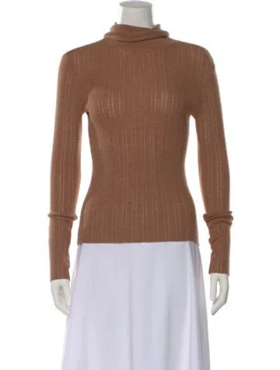 Pre-owned Tanya Taylor Merino Wool Turtleneck Sweater In Brown