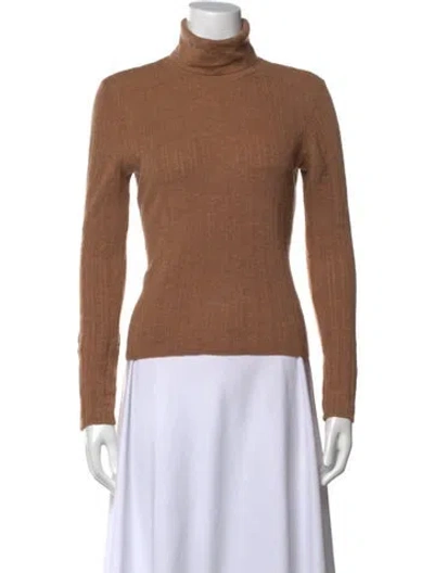 Pre-owned Tanya Taylor Merino Wool Turtleneck Sweater In Brown