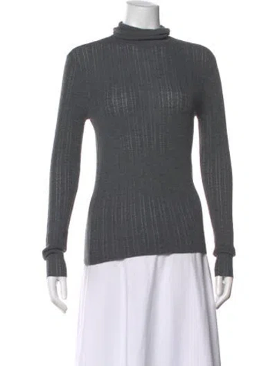 Pre-owned Tanya Taylor Merino Wool Turtleneck Sweater In Gray