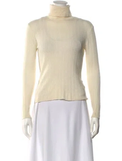 Pre-owned Tanya Taylor Merino Wool Turtleneck Sweater In Neutral