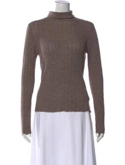 Pre-owned Tanya Taylor Merino Wool Turtleneck Sweater In Neutral