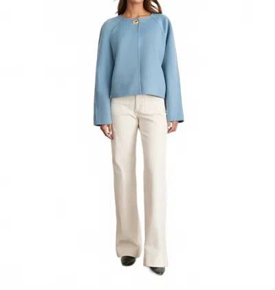 Tanya Taylor Micah Crewneck Jacket In Cloudy Seafoam In Blue