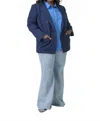 Tanya Taylor Michelle Button Front Long Sleeve Jacket - Plus In Navy In Blue
