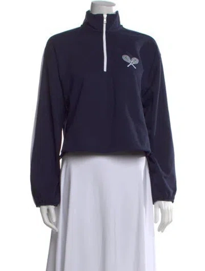 Pre-owned Tanya Taylor Mock Neck Long Sleeve Sweatshirt W/ Tags In Blue