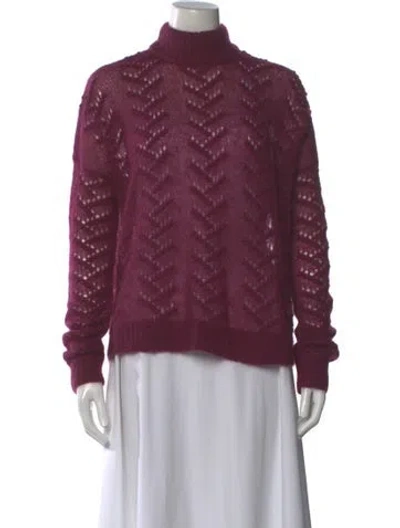 Pre-owned Tanya Taylor Mohair Turtleneck Sweater In Burgundy