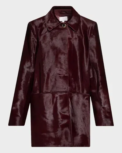 Tanya Taylor Nadia Calf-hair Coat In Brown